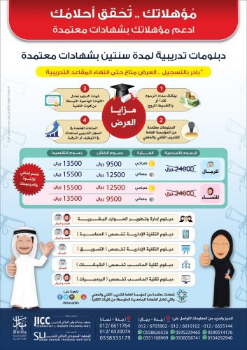 دبلومات تدريبية لمدة سنتين بشهادات معتمدة