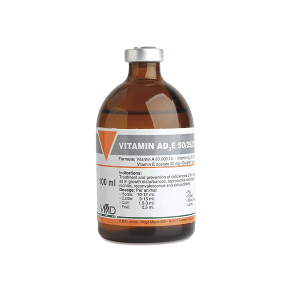 مضاد حيوي يحتوى علي فيتامين أ د 3 ه 50 / 25 / 20 للماشية من شركة إنترميديكافيت