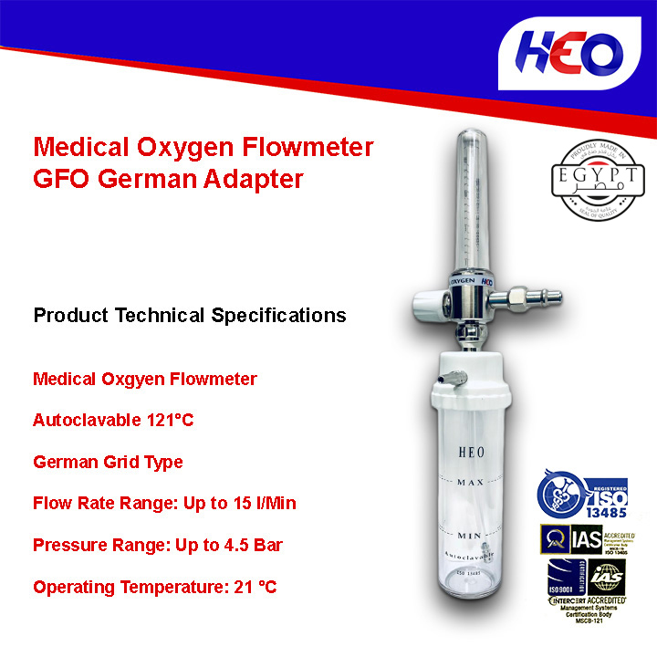 Medical Oxygen Flowmeter German Adapter
